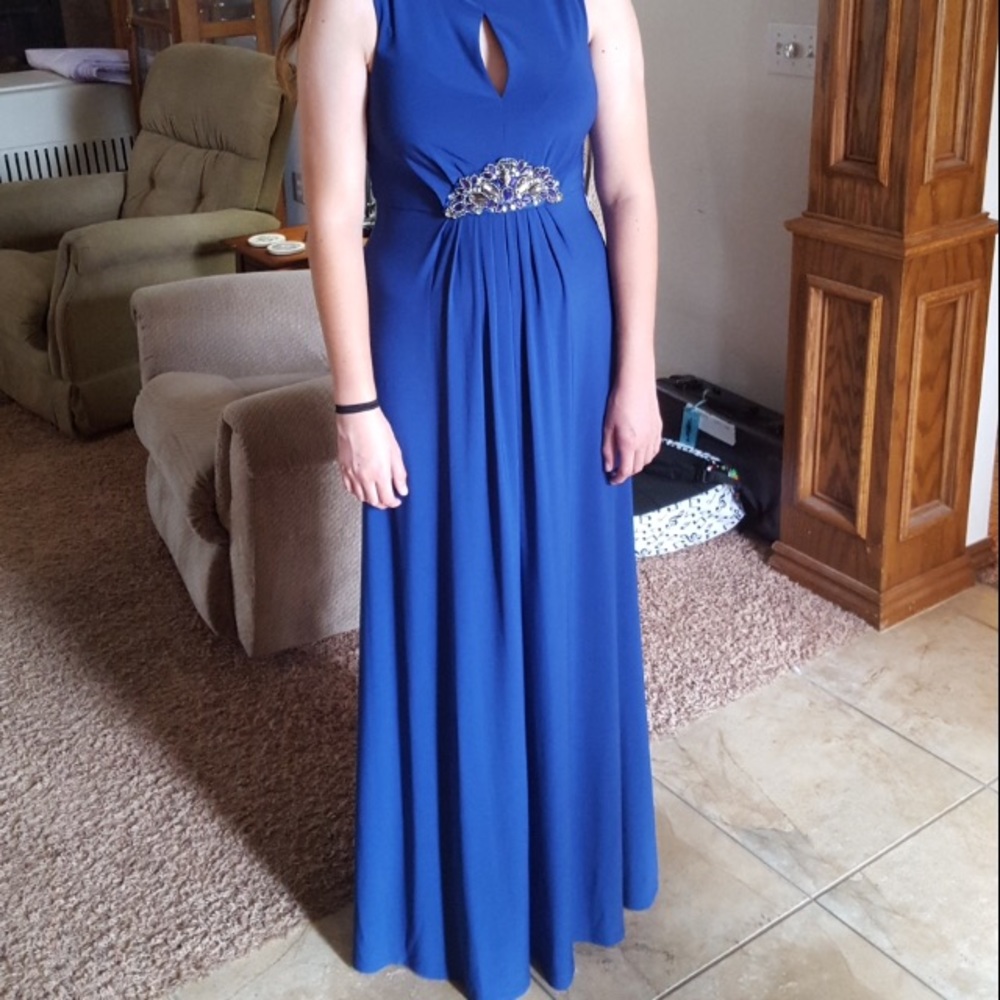 Long beautiful navy blue gown